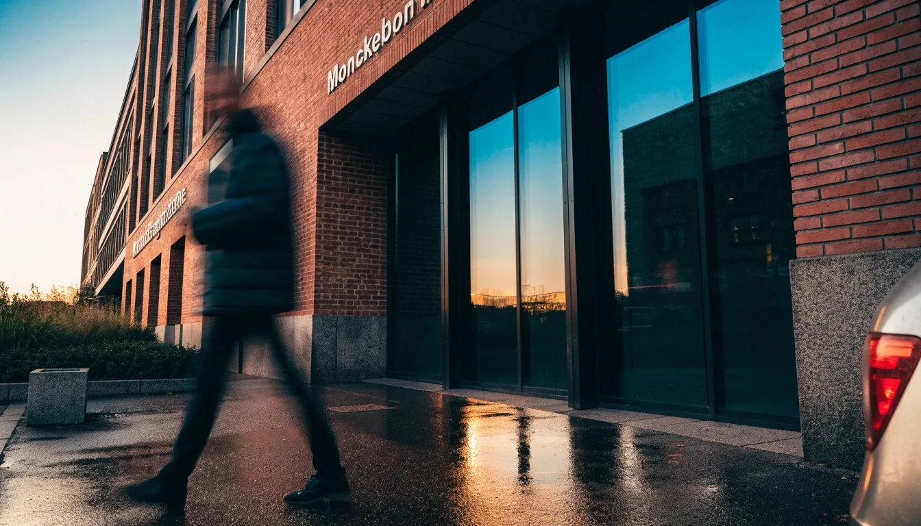 Redaktionsgebäude an der Mönckebergstraße im letzten Abendlicht